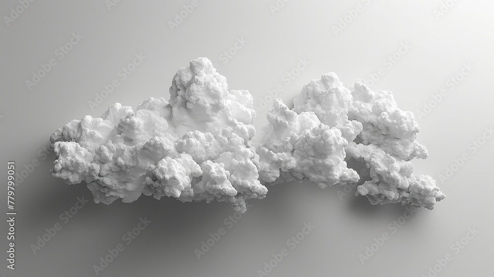 3D illustration of a cloud-like formation with white clouds