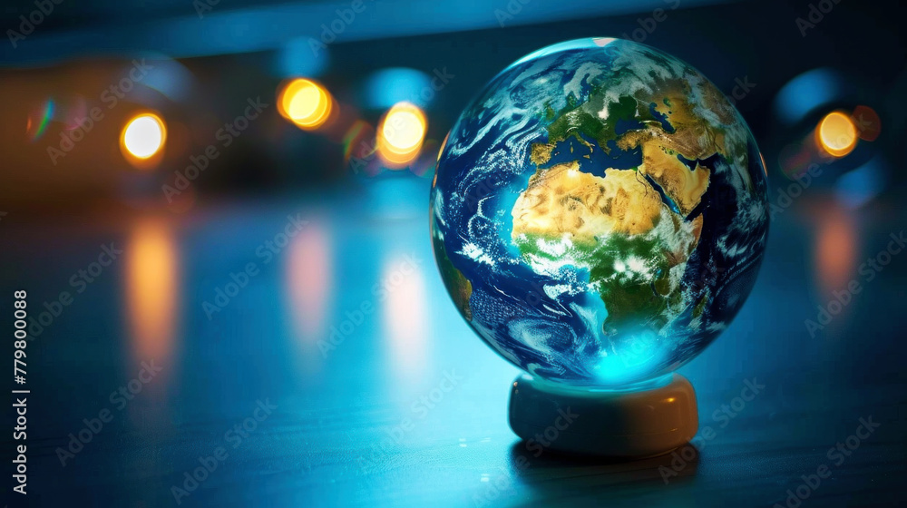 Futuristic glowing Earth globe in form of magic ball - wealth, power and influence concept - obrazy, fototapety, plakaty 