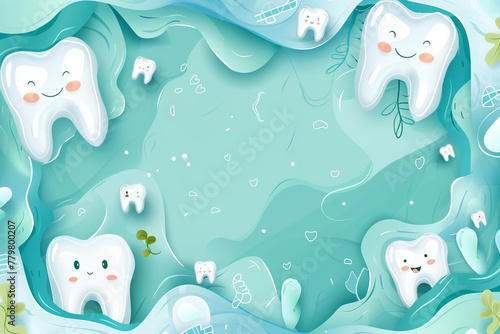 A backdrop background with a modern and trendy design, incorporating elements of teeth and gums,