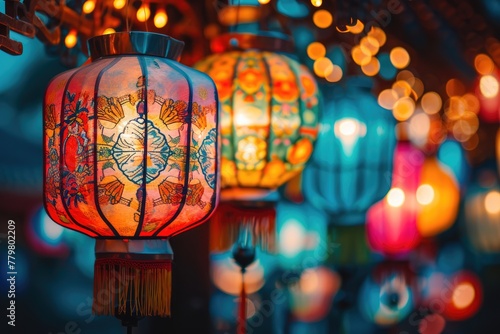 Traditional Charm  Colorful Asian Lanterns