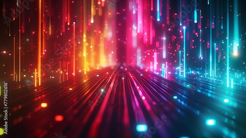 3D render of glowing neon on black background  in the style of vibrant red and cyan