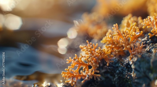 Photos of complete ecosystems are photorealistic  close-up  bokeh  animals and plants.