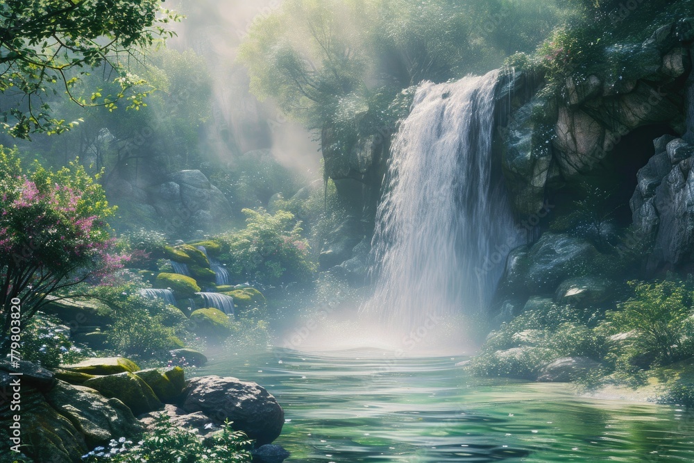 Vertical Flowing Beauty of Nature's Cascade Vertical Flowing Beauty of Nature's Cascade