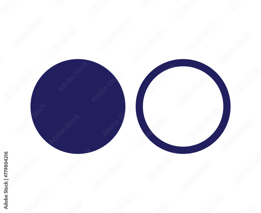 Circle Shape And Circle Outline Stroke Blue Symbol Vector Illustration