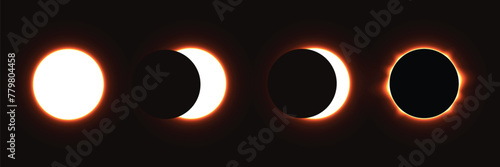 Different phases of solar eclipse. Solar Eclipse vector Illustration background.	