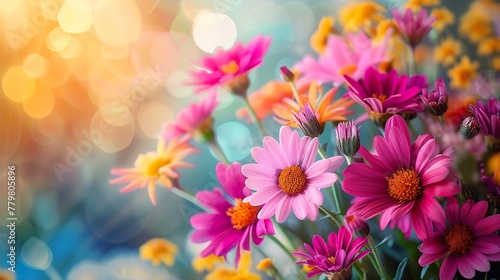 vibrant bouquet of flowers against a blurred background