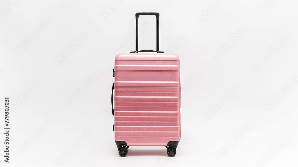 Elegant hardshell suitcase, highlighting minimalist design, isolated on white Elegant hardshell suitcase, highlighting minimalist design, isolated on white