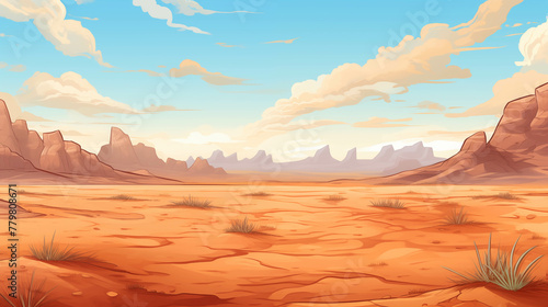 Dramatic desert landscape bathed in the orange glow of a fiery sunset.