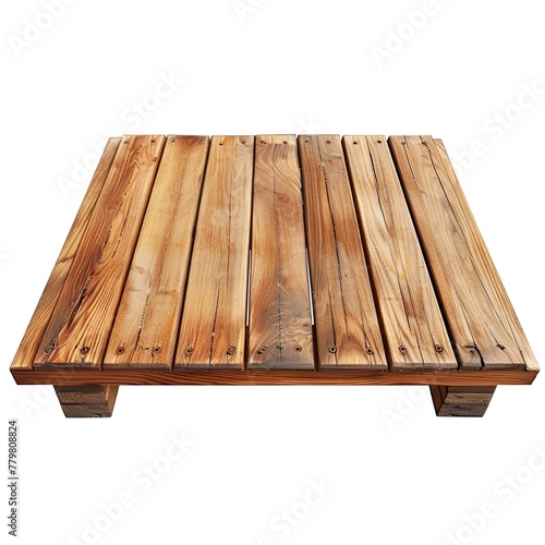 Wooden board table isolated on transparent background. 