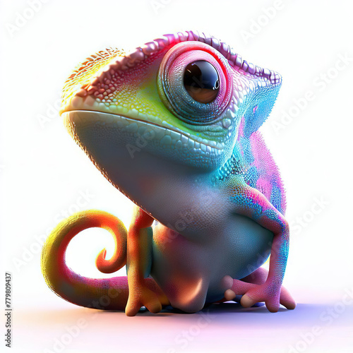 3D furry forest animal with beautiful colors and white background.with Generative AI technology 