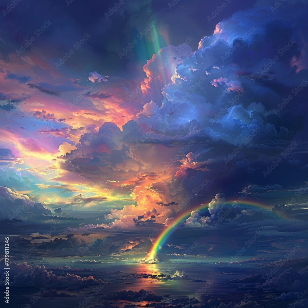 Surreal rainbow colors emerging from the depths of a thunderstorm. Surreal rainbow colors emerging from the depths of a thunderstorm.