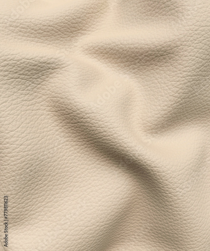 Looking down onto a piece of wrinkled white leather close up 3d render