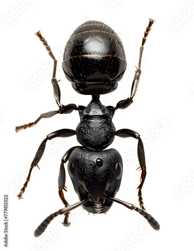 Ant top view isolated on a transparent PNG background, white background , Generative Ai