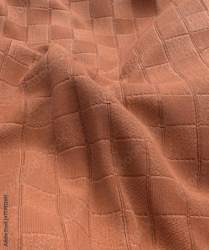 Orange patterned crumpled blanket rug 3d render