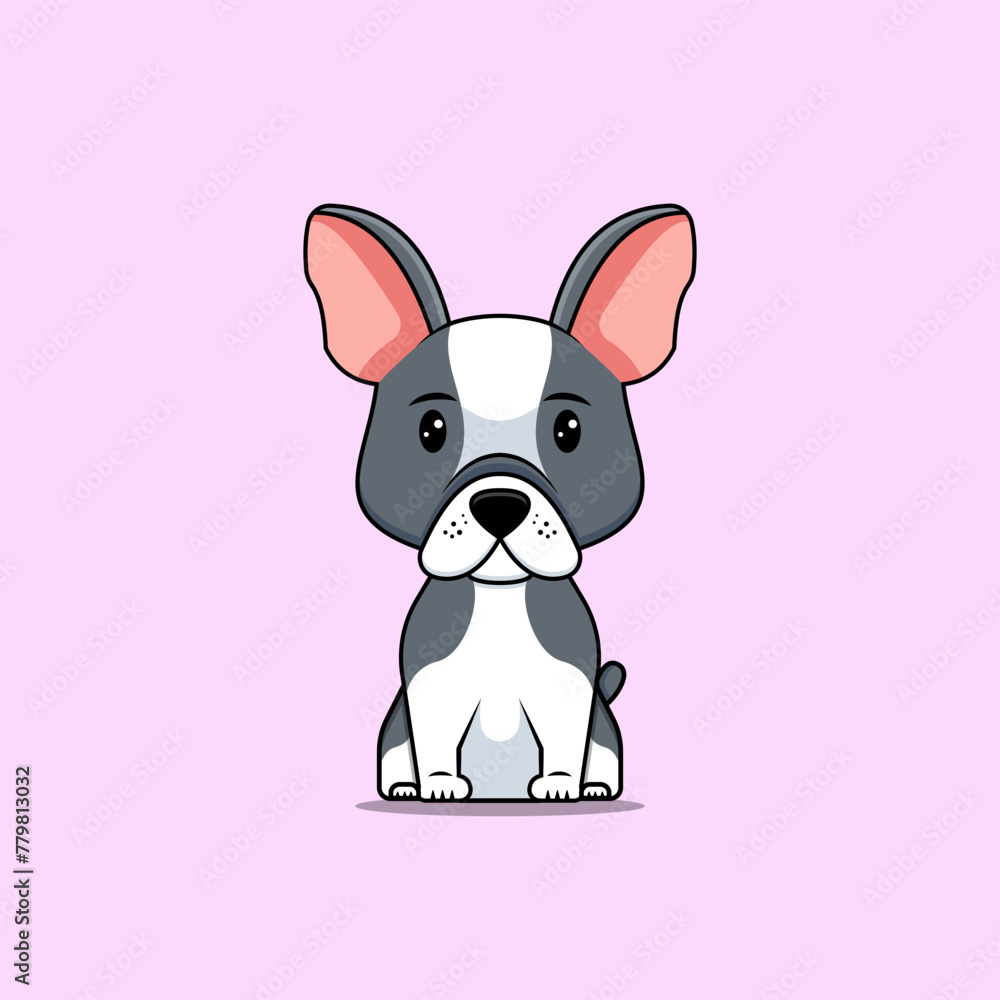 cute french dog vector, cute character, cute animal vector, cute dog vector