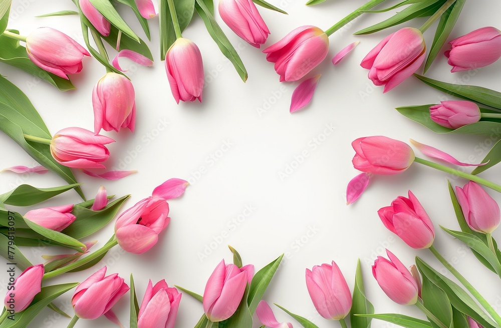 Pink tulips on white Pink tulips on white