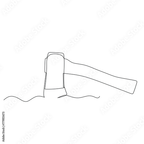 Axe continuous line drawing. Home tool for cutting wood. Simple hand drawn style vector design element. Illustration for industrial and construction