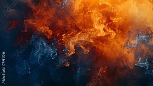 Sapphire smoke creating mesmerizing patterns over a canvas painted in shades of burnt orange.