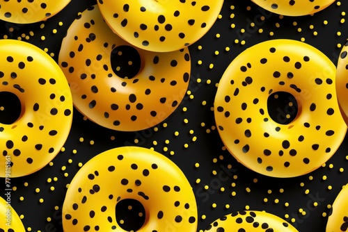 Colorful Yellow donut pattern food. Cake design. Generate Ai