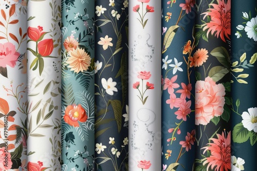 A collection of seamless wallpaper patterns for interior design mockups and presentations