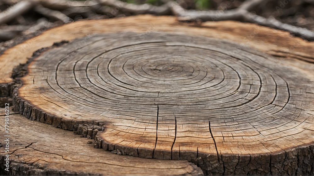 Tree stump annual ring and cracks texture background Tree stump annual ring and cracks texture background