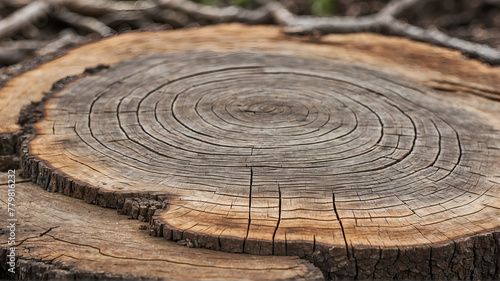 Tree stump annual ring and cracks texture background  © VISHNU
