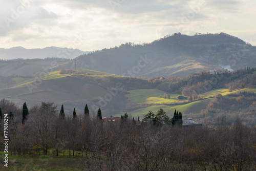 Bild auf Leinwand Misty hills and mountains