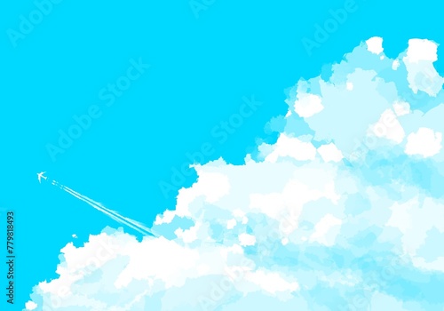 爽やかな空に浮かぶ飛行機雲