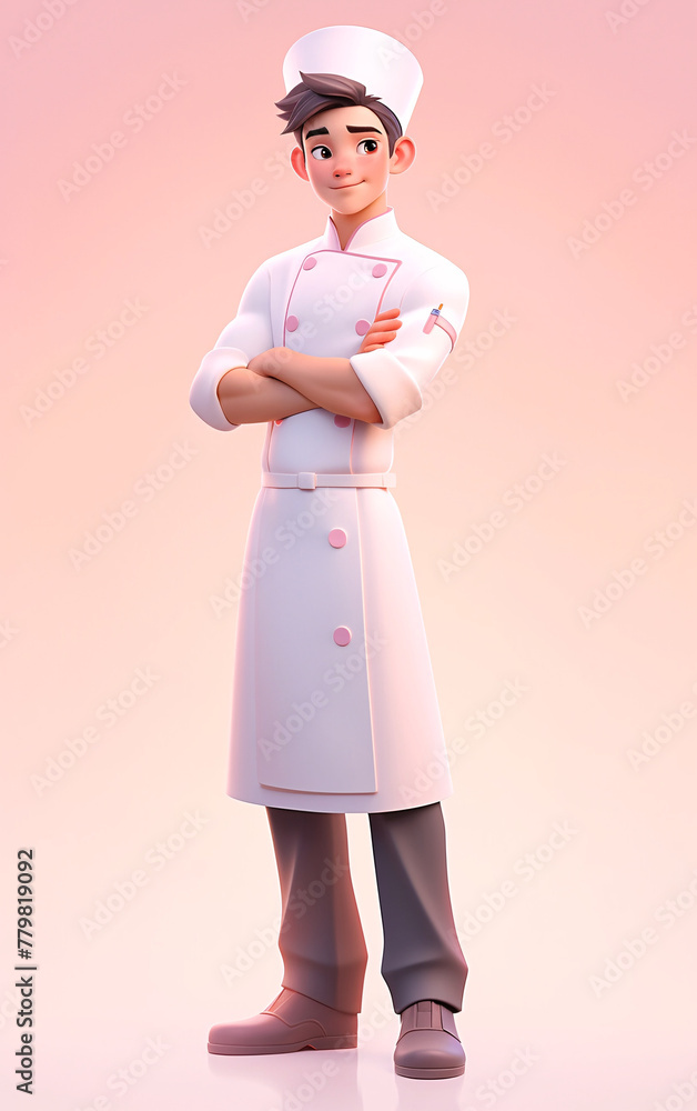 3d rendering of chef character, May Day professional character concept illustration
