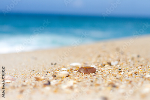 summer beach, sand against the background of the ocean