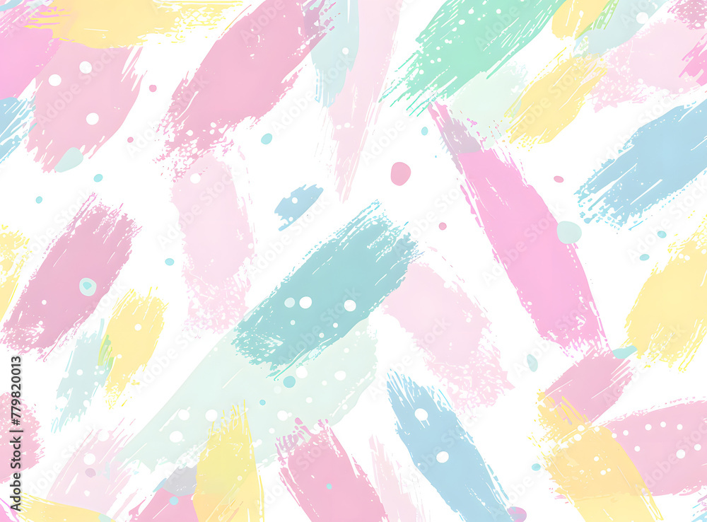 Abstract Hand Drawn Pattern with Pastel Color Brush Strokes.