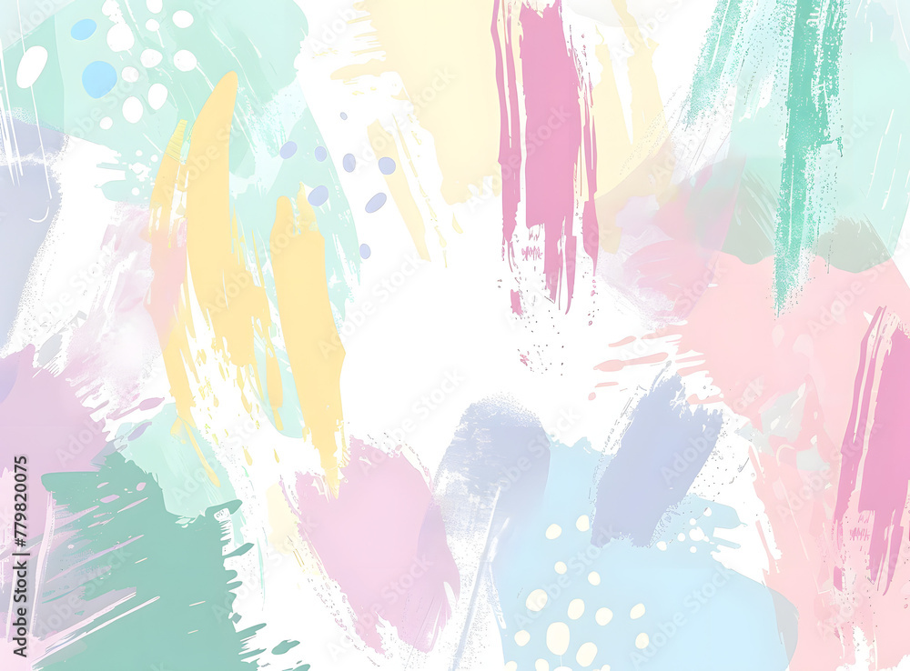 Abstract Hand Drawn Pattern with Pastel Color Brush Strokes.