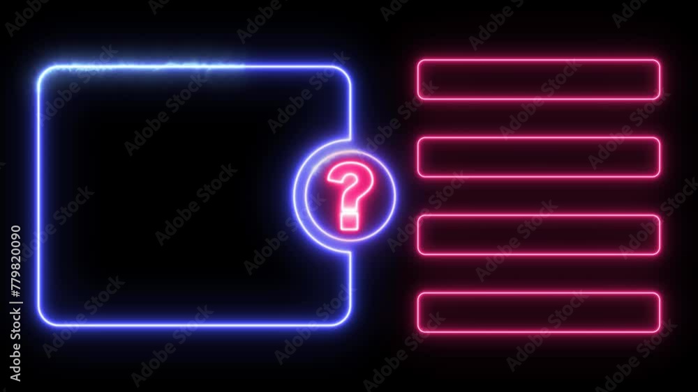 Quiz Neon Line Animation with option selection on black background Quiz Neon Line Animation with option selection on black background