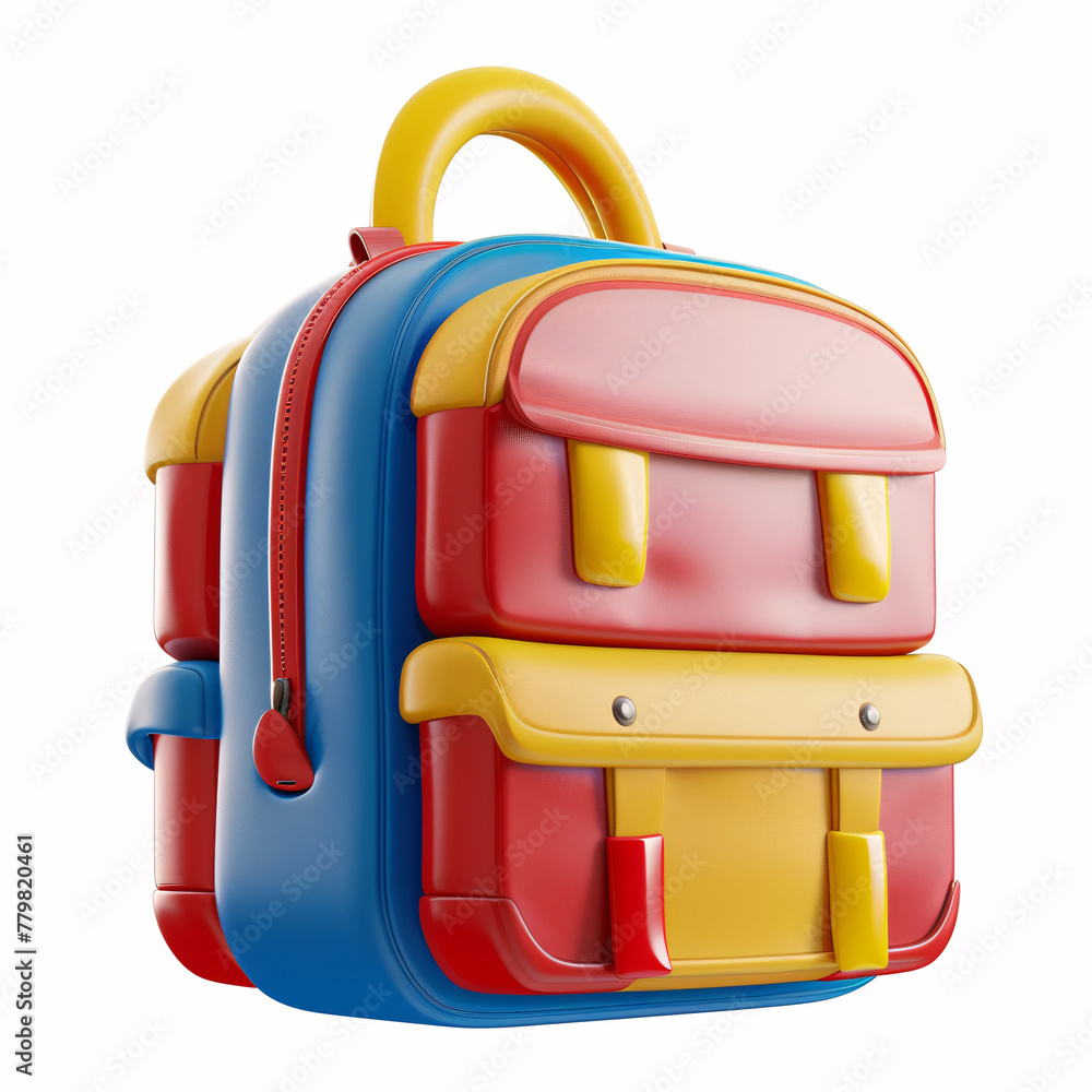 Fototapeta premium Cartoon schoolbag model 3D rendering, illustration of schoolbag elements for Teachers' Day and Children's Day