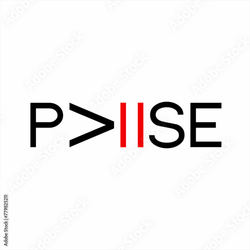 Design a pause word with the “Pause” symbol on the letter U.