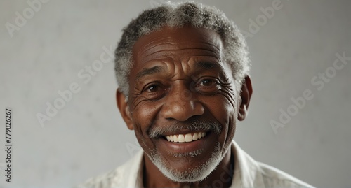 young jamaican elderly man on plain bright white background laughing hysterically looking at camera background banner template ad marketing concept from Generative AI