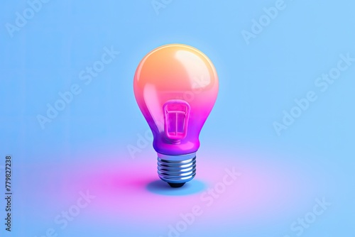3D light bulb icon isolated on bright studio background