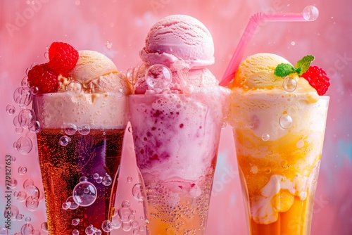 frizzy drinks with ice-cream.