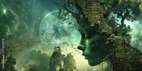 Beautiful symbolic image of dreams in ancient times, Its about dreams in mythology, realistic fantasy image. photo