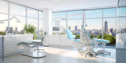 A Dentist s Haven  Where Patient-Centricity and Serene Interiors Converge  with Blue and White Colors