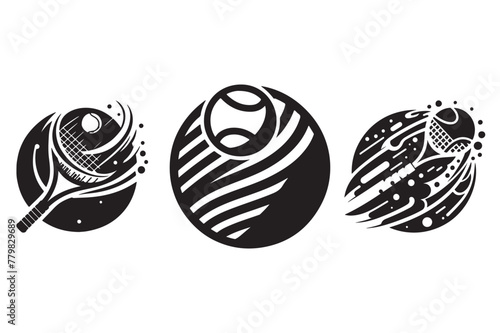 Abstract batminton Tennis-Themed round logo, white backgoruon photo