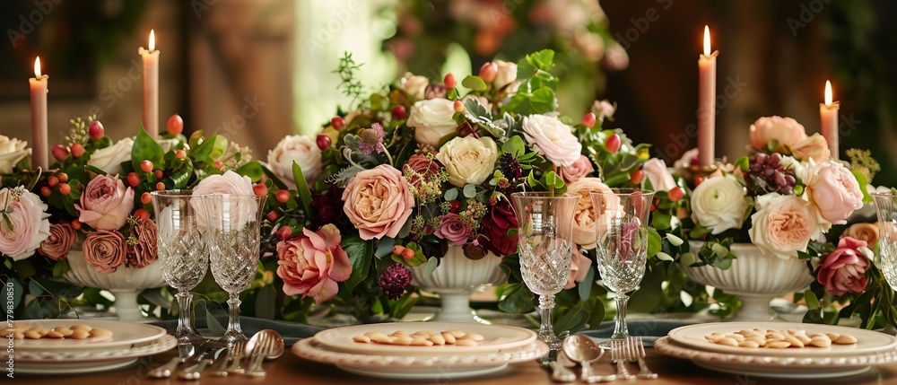A banner of romance, showcasing a wedding feast's elegant table, awaiting personalized touches