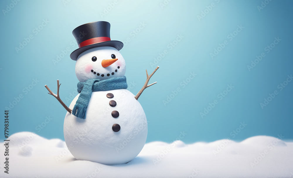 Obraz premium snowman with hat and scarf