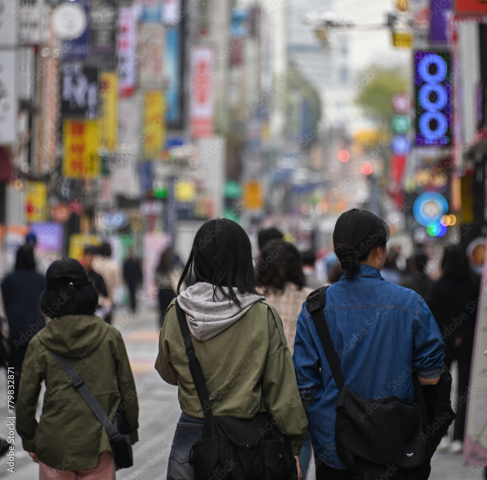 People Walking Downtown Suwon, South Korea People Walking Downtown Suwon, South Korea