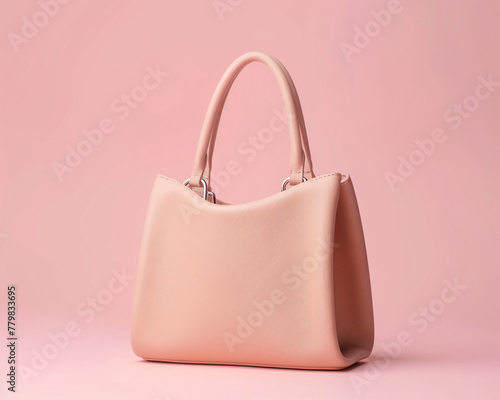 clean, solid color, leather purse, handbag for mock up on a single color background photo