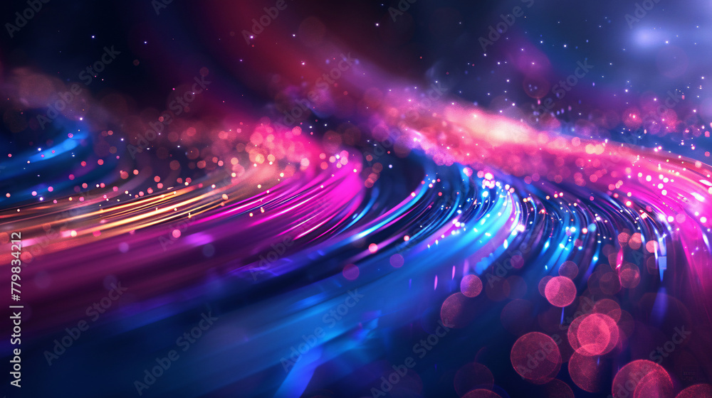 Obraz premium Speed lines background with lines and particles, abstract neon design concept illustration