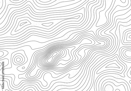 Seamless vector topographic map background. Line topography map seamless pattern. Mountain hiking trail over terrain. Contour background geographic grid.