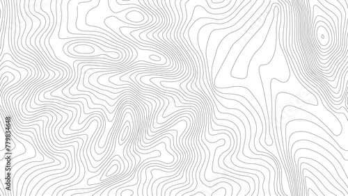 Seamless vector topographic map background. Line topography map seamless pattern. Mountain hiking trail over terrain. Contour background geographic grid. photo