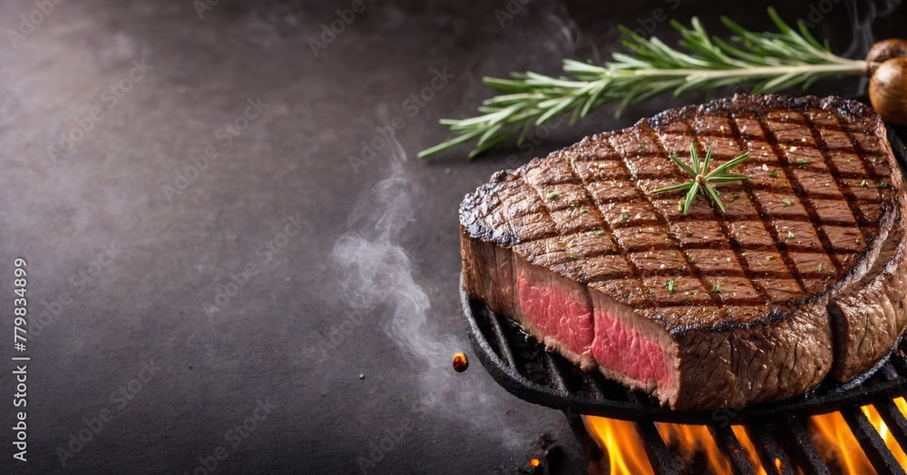 Obraz premium A mouthwatering steak cooked to perfection on a grill