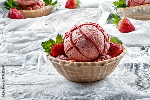 Gelato alla fragole nalla cialda tutta da mangiare